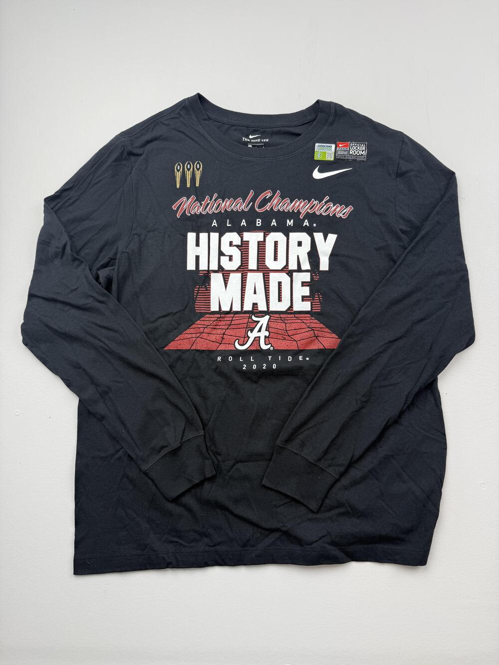 Alabama Crimson Tide Shirt Mens Large Black NCAA Football Nike 2020 Champs